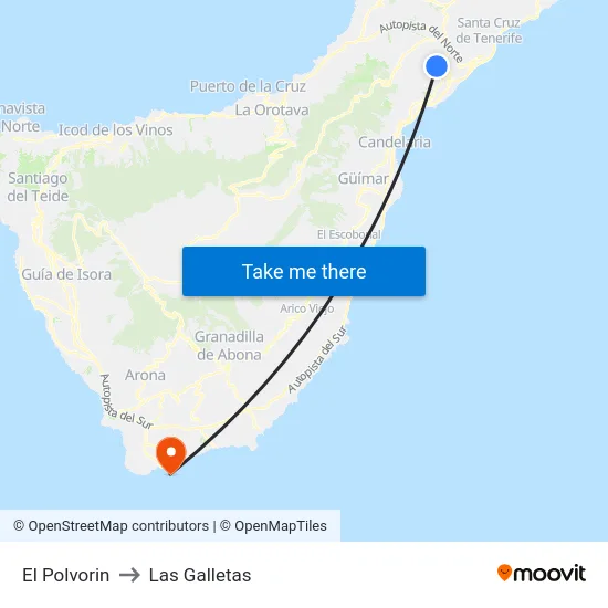 El Polvorin to Las Galletas map
