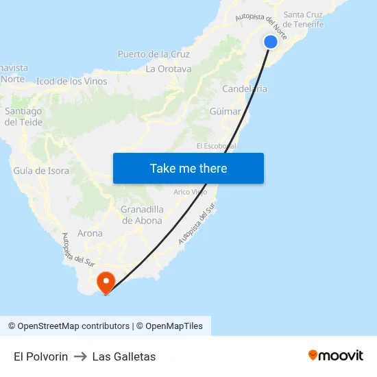 El Polvorin to Las Galletas map