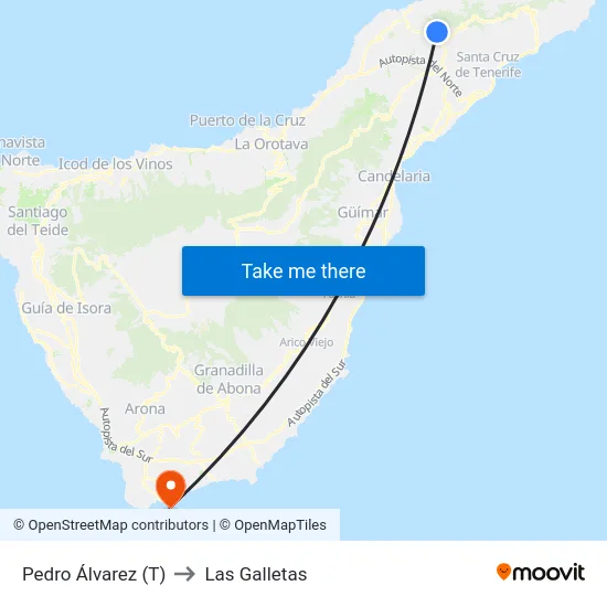 Pedro Álvarez (T) to Las Galletas map