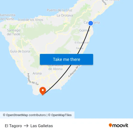 El Tagoro to Las Galletas map