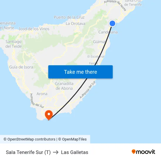 Sala Tenerife Sur (T) to Las Galletas map