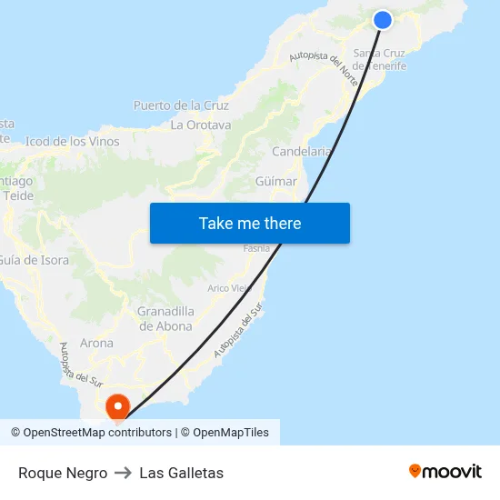 Roque Negro to Las Galletas map