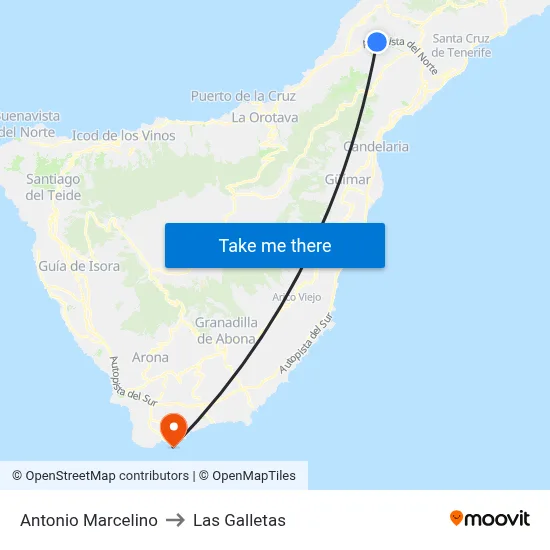 Antonio Marcelino to Las Galletas map