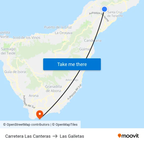 Carretera Las Canteras to Las Galletas map