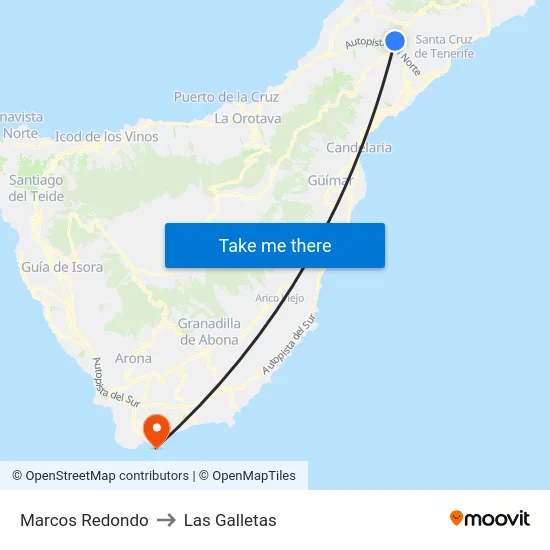 Marcos Redondo to Las Galletas map