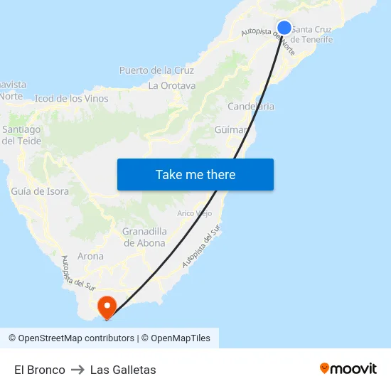 El Bronco to Las Galletas map