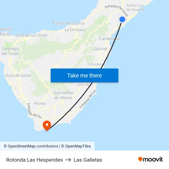 Rotonda Las Hesperides to Las Galletas map