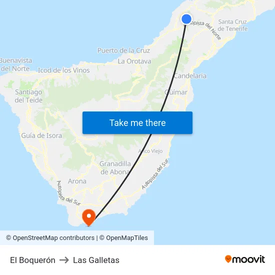 El Boquerón to Las Galletas map