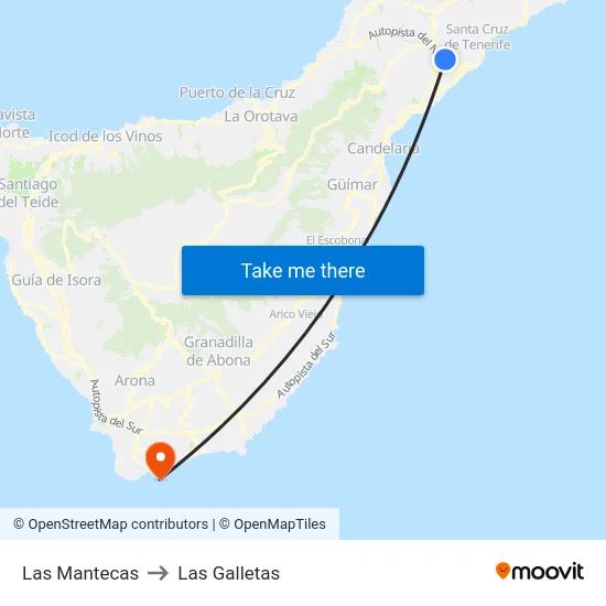 Las Mantecas to Las Galletas map