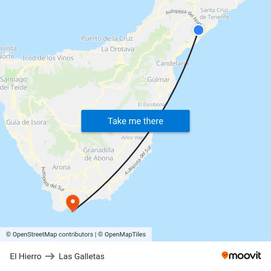 El Hierro to Las Galletas map