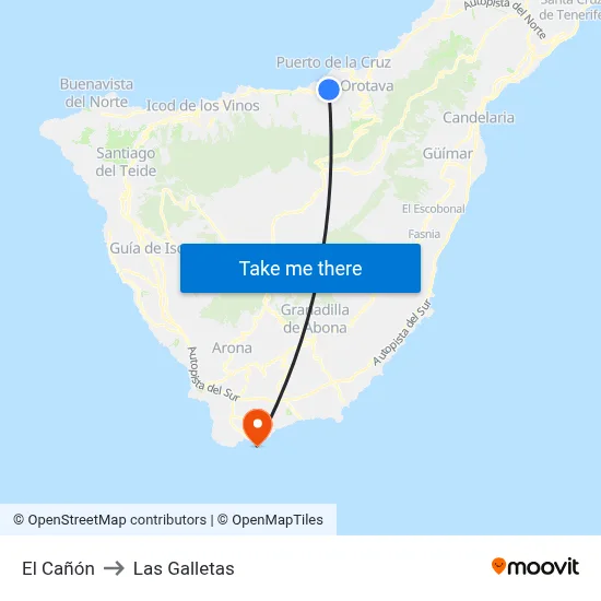 El Cañón to Las Galletas map