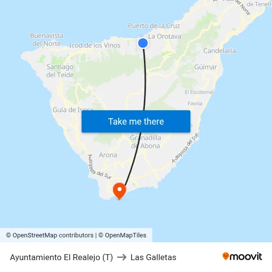 Ayuntamiento El Realejo (T) to Las Galletas map