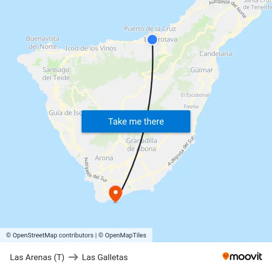 Las Arenas (T) to Las Galletas map