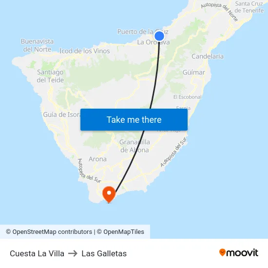 Cuesta La Villa to Las Galletas map
