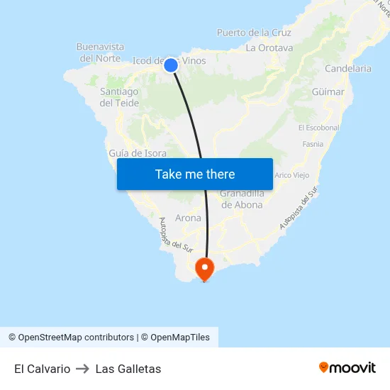 El Calvario to Las Galletas map