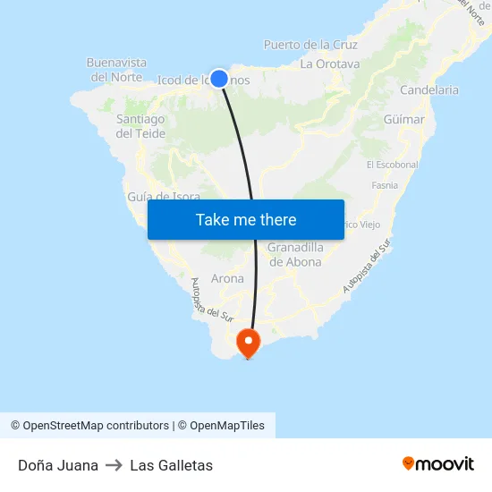 Doña Juana to Las Galletas map