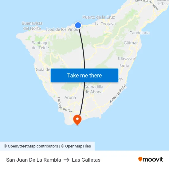 San Juan De La Rambla to Las Galletas map