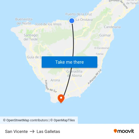 San Vicente to Las Galletas map