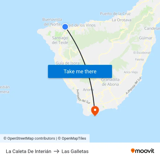 La Caleta De Interián to Las Galletas map
