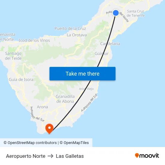 Aeropuerto Norte to Las Galletas map