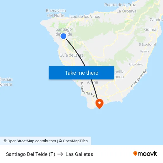 Santiago Del Teide (T) to Las Galletas map