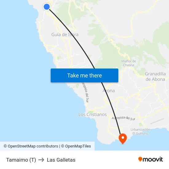 Tamaimo (T) to Las Galletas map