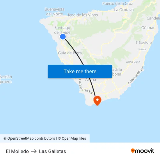 El Molledo to Las Galletas map
