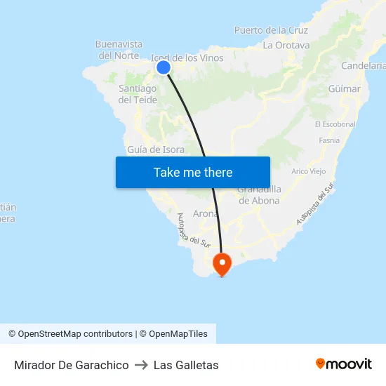 Mirador De Garachico to Las Galletas map