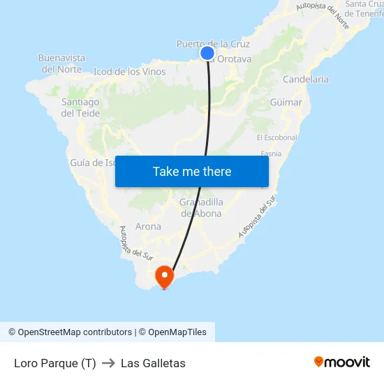 Loro Parque (T) to Las Galletas map