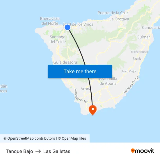 Tanque Bajo to Las Galletas map