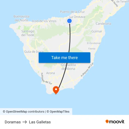 Doramas to Las Galletas map