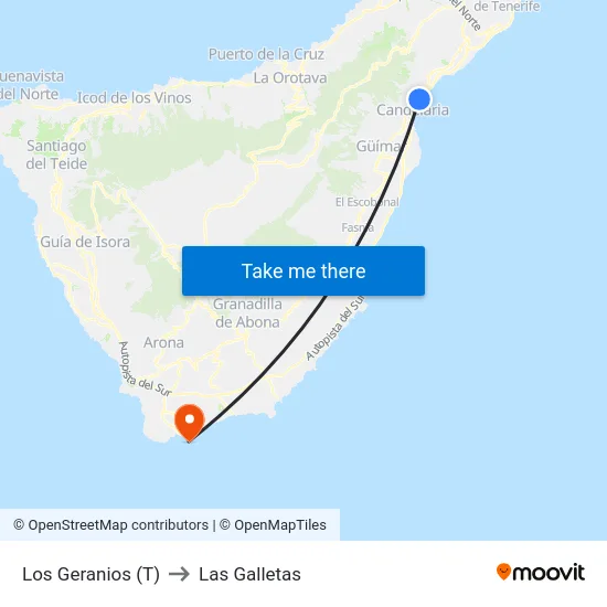 Los Geranios (T) to Las Galletas map