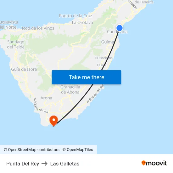 Punta Del Rey to Las Galletas map