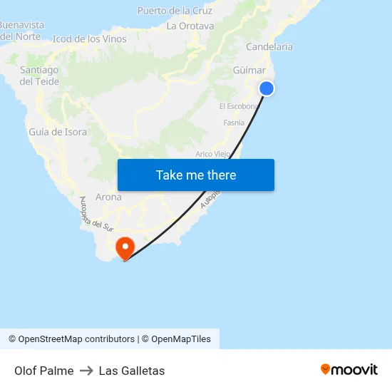 Olof Palme to Las Galletas map