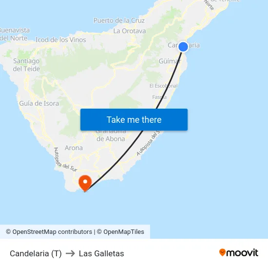 Candelaria (T) to Las Galletas map
