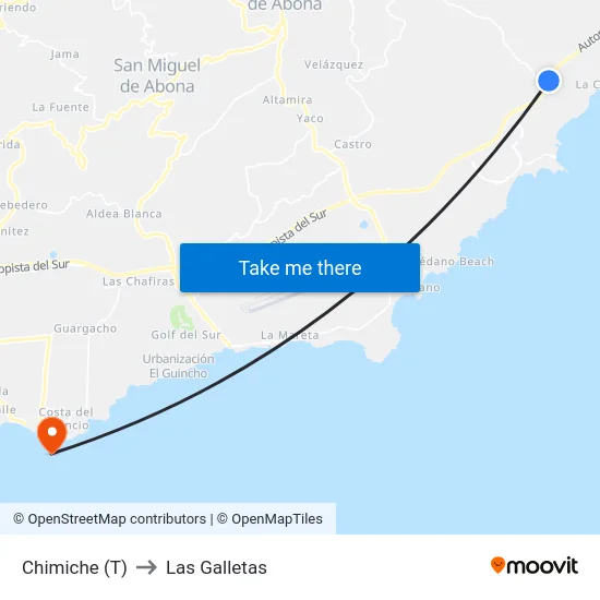 Chimiche (T) to Las Galletas map
