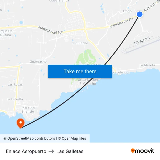 Enlace Aeropuerto to Las Galletas map