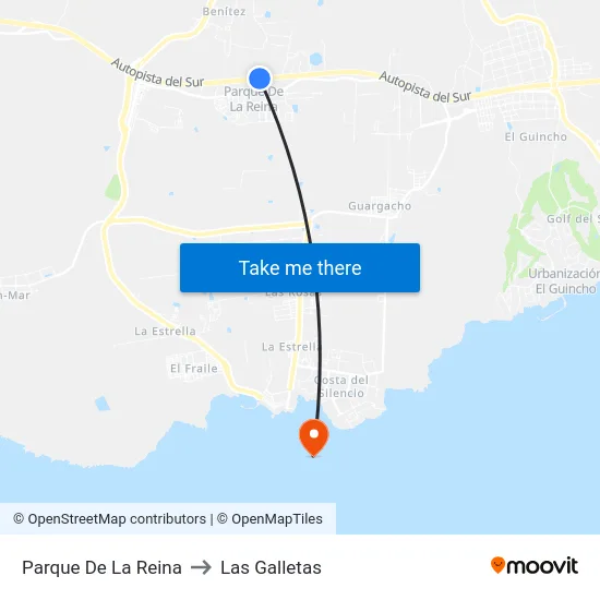Parque De La Reina to Las Galletas map
