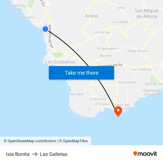 Isla Bonita to Las Galletas map