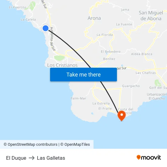 El Duque to Las Galletas map