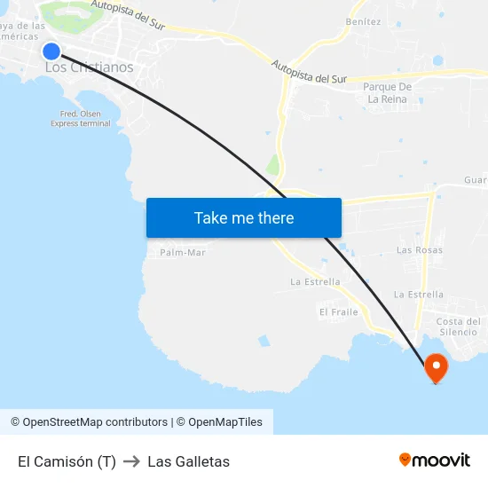 El Camisón (T) to Las Galletas map