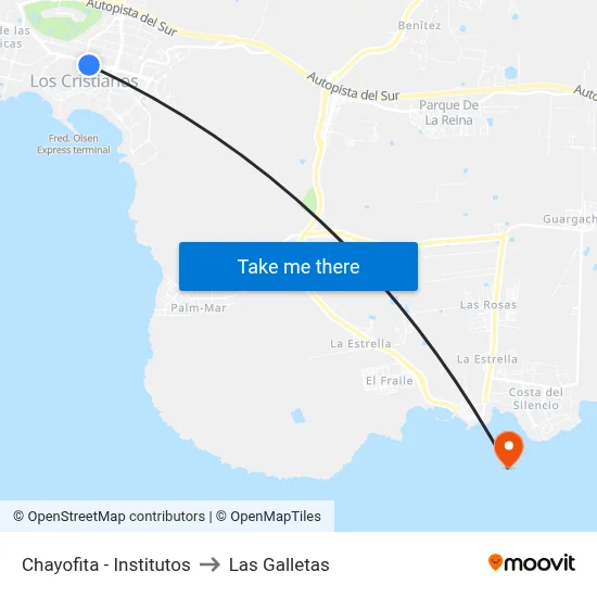 Chayofita - Institutos to Las Galletas map