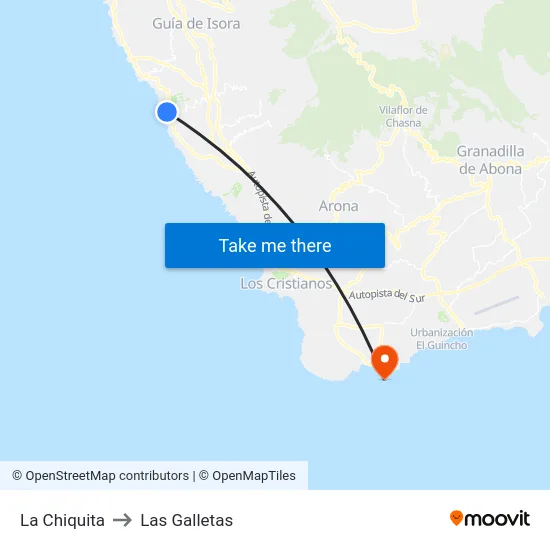 La Chiquita to Las Galletas map