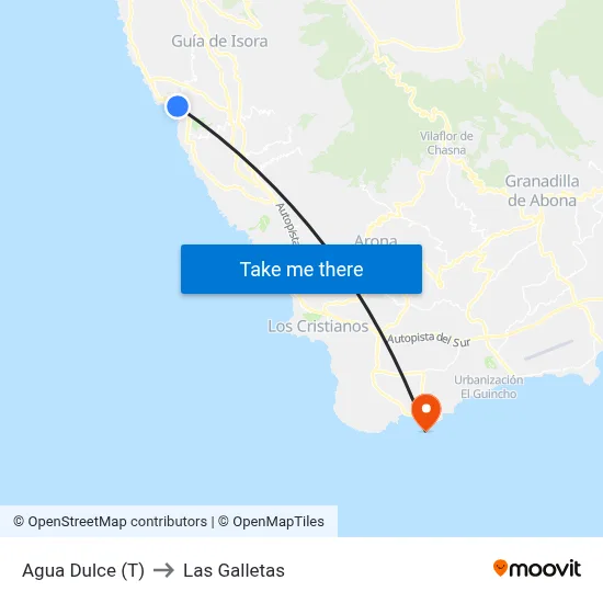 Agua Dulce (T) to Las Galletas map