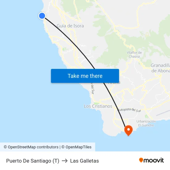 Puerto De Santiago (T) to Las Galletas map