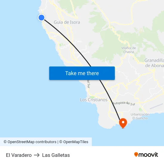 El Varadero to Las Galletas map