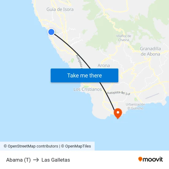 Abama (T) to Las Galletas map