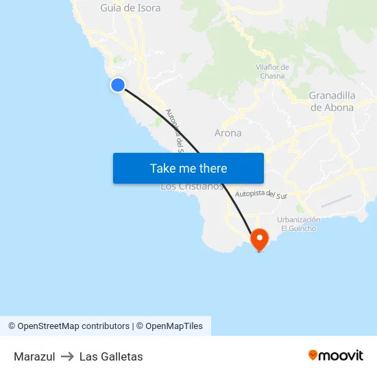 Marazul to Las Galletas map