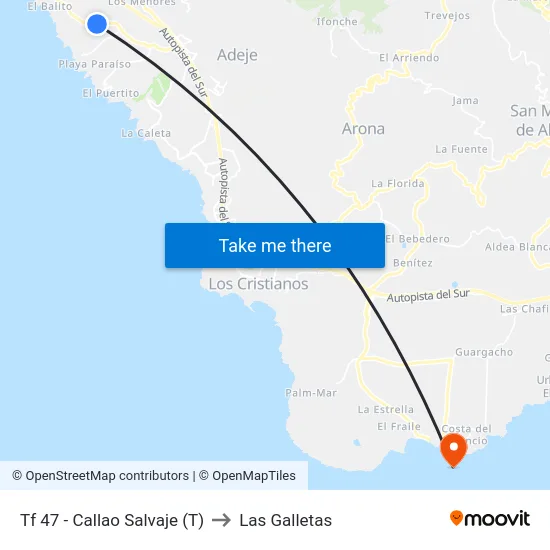 Tf 47 - Callao Salvaje (T) to Las Galletas map