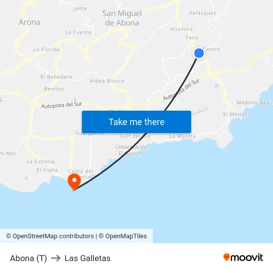 Abona (T) to Las Galletas map